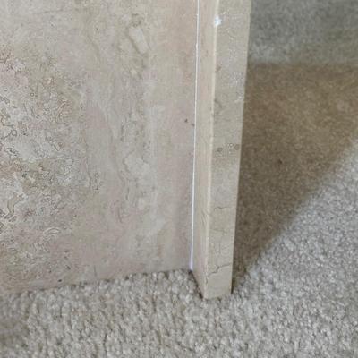 LOT 126: Vintage Round Marble Travertine Table w/ 5 Rolling Arm Chairs