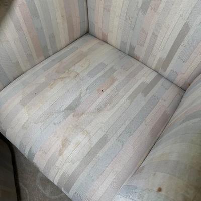 LOT 126: Vintage Round Marble Travertine Table w/ 5 Rolling Arm Chairs