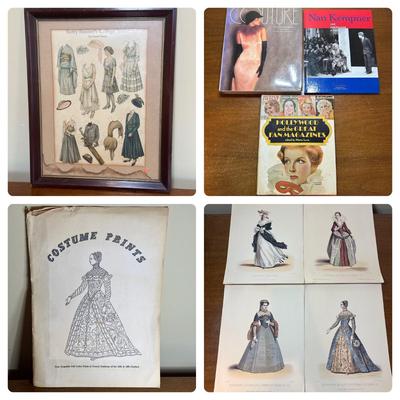 LOT 127: Vintage Costume Prints of French Fashion of the 16th & 18th Century, Framed Betty Bonnet's College Sister Paper Dolls...