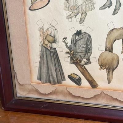 LOT 127: Vintage Costume Prints of French Fashion of the 16th & 18th Century, Framed Betty Bonnet's College Sister Paper Dolls...