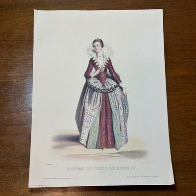 LOT 127: Vintage Costume Prints of French Fashion of the 16th & 18th Century, Framed Betty Bonnet's College Sister Paper Dolls...