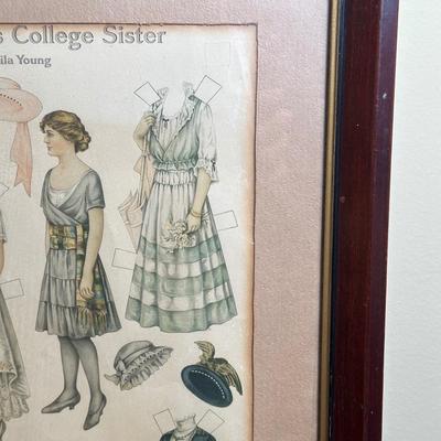 LOT 127: Vintage Costume Prints of French Fashion of the 16th & 18th Century, Framed Betty Bonnet's College Sister Paper Dolls...