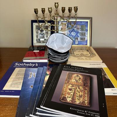 LOT 128: Israel/Jewish Home Decor, Books, Menorah, Yarmulkes & More