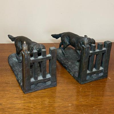 LOT 129: Vintage 1929 Gifthouse NYC D60 German Shepards Brass Bookends & More