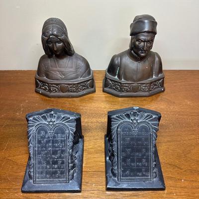 LOT 130: Vintage Pompeian Bronze Company Sculptures w/ Vintage Bookends