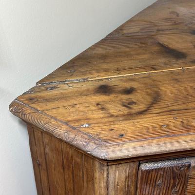 LOT 132: Primitive Wooden Corner Cupboard