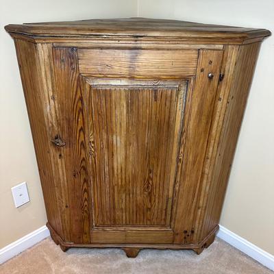 LOT 132: Primitive Wooden Corner Cupboard
