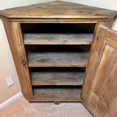 LOT 132: Primitive Wooden Corner Cupboard