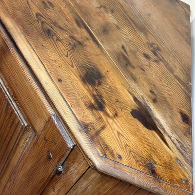 LOT 132: Primitive Wooden Corner Cupboard