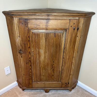 LOT 132: Primitive Wooden Corner Cupboard