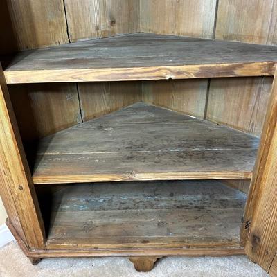 LOT 132: Primitive Wooden Corner Cupboard