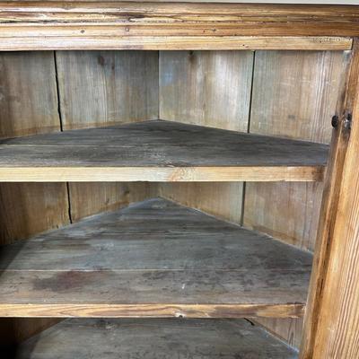 LOT 132: Primitive Wooden Corner Cupboard