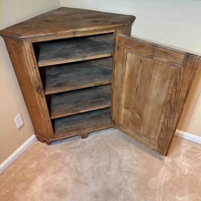 LOT 132: Primitive Wooden Corner Cupboard