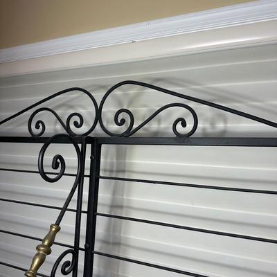 LOT 133: Vintage Wrought Iron & Brass Brass Bakers Rack