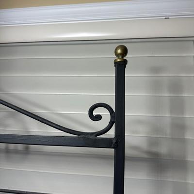 LOT 133: Vintage Wrought Iron & Brass Brass Bakers Rack