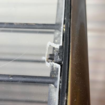 LOT 133: Vintage Wrought Iron & Brass Brass Bakers Rack