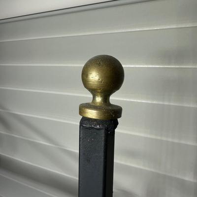 LOT 133: Vintage Wrought Iron & Brass Brass Bakers Rack