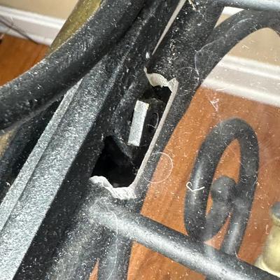 LOT 133: Vintage Wrought Iron & Brass Brass Bakers Rack