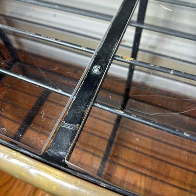 LOT 133: Vintage Wrought Iron & Brass Brass Bakers Rack