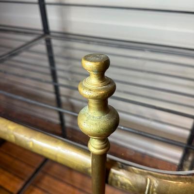 LOT 133: Vintage Wrought Iron & Brass Brass Bakers Rack