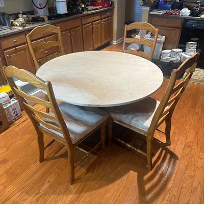 LOT 134: Marble Tulip Table w/ Chairs