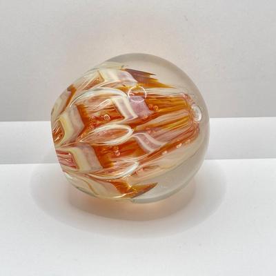 LOT 165: Nick Del Matto Signed Art Glass Paperweight and Unsigned Glass Paperweight