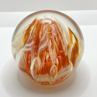 LOT 165: Nick Del Matto Signed Art Glass Paperweight and Unsigned Glass Paperweight