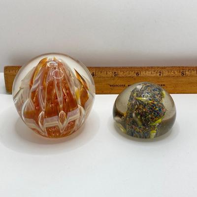 LOT 165: Nick Del Matto Signed Art Glass Paperweight and Unsigned Glass Paperweight