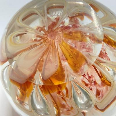 LOT 165: Nick Del Matto Signed Art Glass Paperweight and Unsigned Glass Paperweight