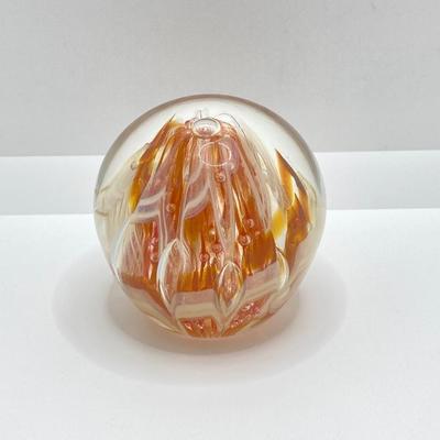 LOT 165: Nick Del Matto Signed Art Glass Paperweight and Unsigned Glass Paperweight