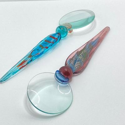 LOT 166: Va Bene Murano Glass Magnifiers and Galway Signed Crystal Paperweight
