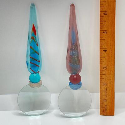LOT 166: Va Bene Murano Glass Magnifiers and Galway Signed Crystal Paperweight