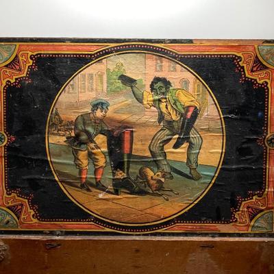 LOT 168: Black Americana Antique / Vintage Shoe Shine Box and Vantage Point Black American Worker Figurine