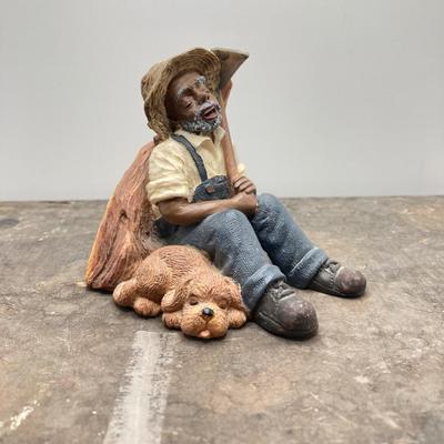 LOT 168: Black Americana Antique / Vintage Shoe Shine Box and Vantage Point Black American Worker Figurine