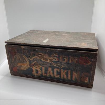 LOT 168: Black Americana Antique / Vintage Shoe Shine Box and Vantage Point Black American Worker Figurine