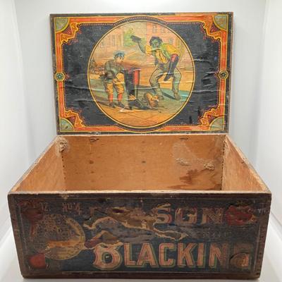 LOT 168: Black Americana Antique / Vintage Shoe Shine Box and Vantage Point Black American Worker Figurine