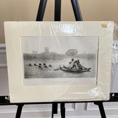 LOT 169: Vintage Asian Collection - "The Japanese Ferry" by Paul M. Lenoir, PINX Artwork, Carved Elephant Figurine, Inlay Wood...