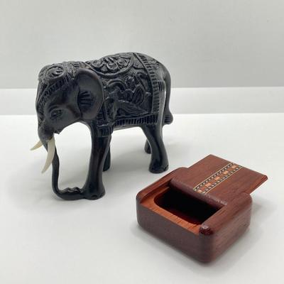 LOT 169: Vintage Asian Collection - "The Japanese Ferry" by Paul M. Lenoir, PINX Artwork, Carved Elephant Figurine, Inlay Wood...