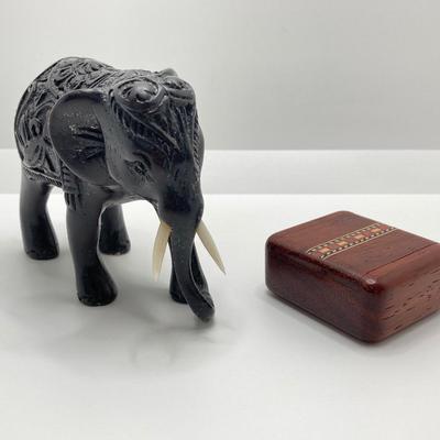 LOT 169: Vintage Asian Collection - "The Japanese Ferry" by Paul M. Lenoir, PINX Artwork, Carved Elephant Figurine, Inlay Wood...