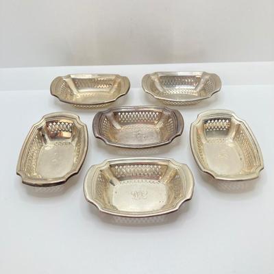 LOT 171: Set of Six Monogrammed Gorham Sterling Miniature Baskets - TW 110.61g