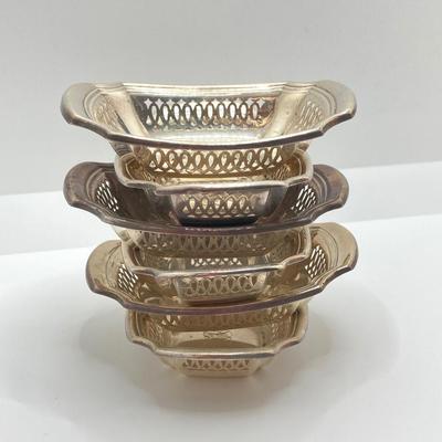 LOT 171: Set of Six Monogrammed Gorham Sterling Miniature Baskets - TW 110.61g