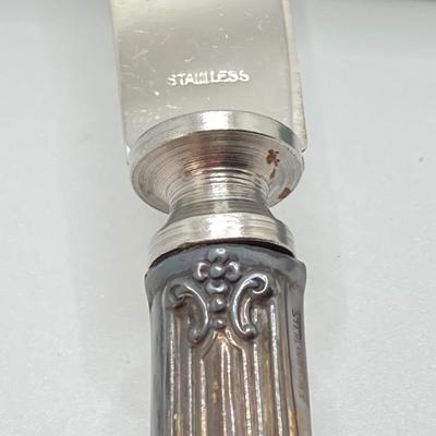 LOT 172: Vintage Set of Six Stainless / Sterling Handled Knives and One Numsen Bros Sterling Banded / Mother of Pearl Handle Knife