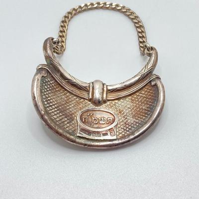 LOT 173: Vintage Sterling Silver "To Life" Celebration Liquor Bottle Decanter Tag - TW 68.06g