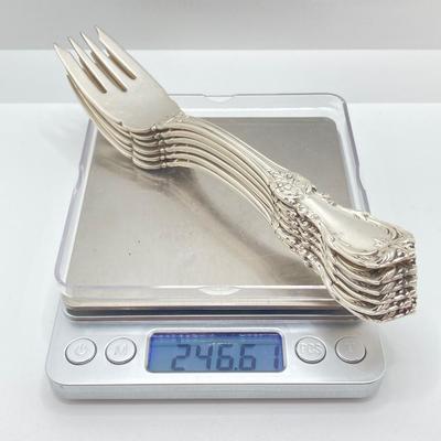 LOT 179: Vintage Reed and Barton Sterling "Burgundy" Flatware Set - TW 4269.89g