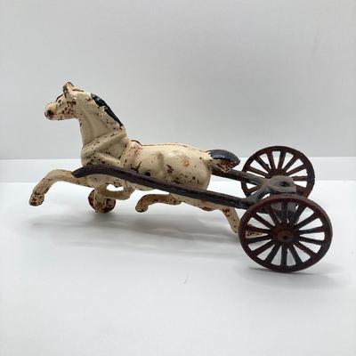 LOT 180: Vintage / Antique Cast Iron Horse and Carriage with Driver and Passenger