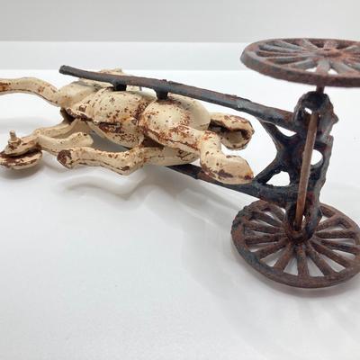 LOT 180: Vintage / Antique Cast Iron Horse and Carriage with Driver and Passenger