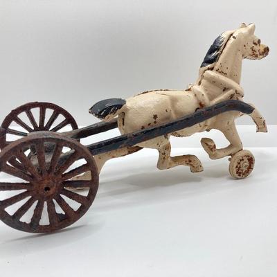 LOT 180: Vintage / Antique Cast Iron Horse and Carriage with Driver and Passenger