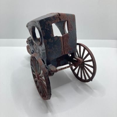 LOT 180: Vintage / Antique Cast Iron Horse and Carriage with Driver and Passenger