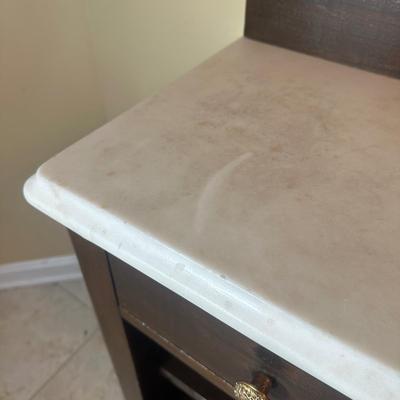 LOT 213: Vintage Smaller Marble Top Cabinet