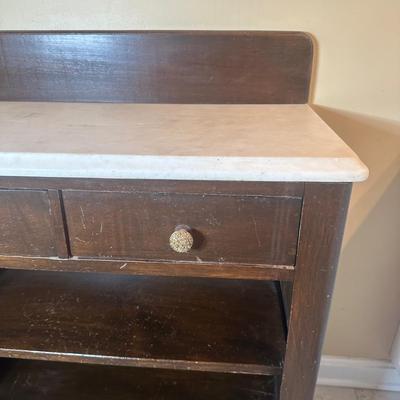 LOT 213: Vintage Smaller Marble Top Cabinet
